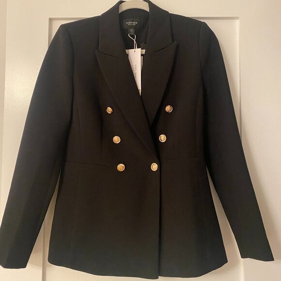 NWT Ever New Milly Military Button Blazer, Black Sz 2 - Picture 1 of 9
